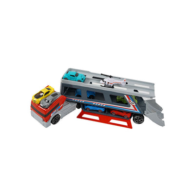 Car Transporter Container Truck Toys with 6 Cars & 1 Helicopter
