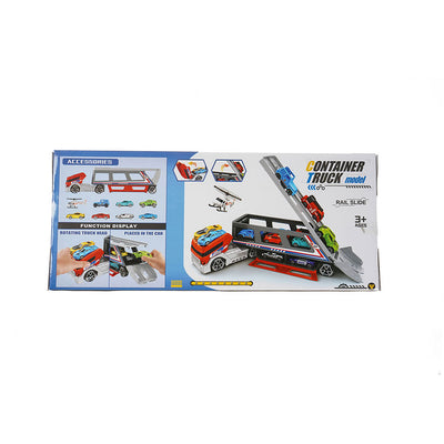 Car Transporter Container Truck Toys with 6 Cars & 1 Helicopter