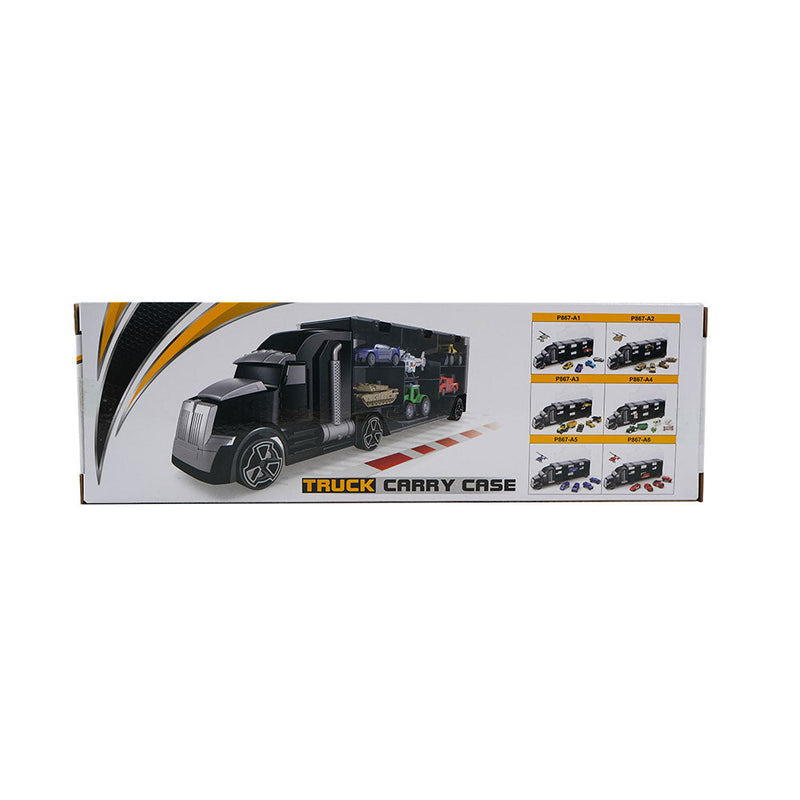 Car Transporter Truck Carry Toy with 5 Cars & 1 Helicopter