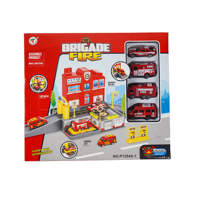 Parking Garage Toys Brigade Fire With 4 Cars