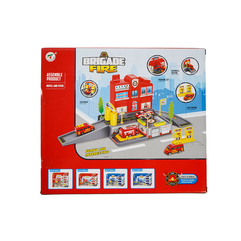 Parking Garage Toys Brigade Fire With 4 Cars