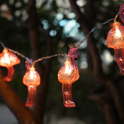 10 Solar LED Flamingo String Lights