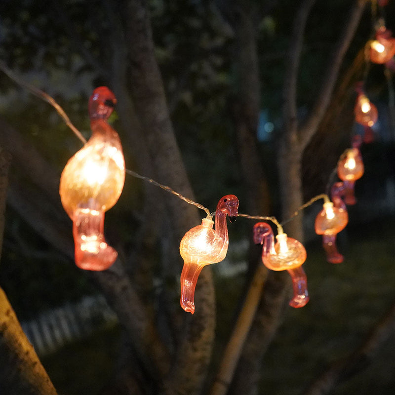 10 Solar LED Flamingo String Lights