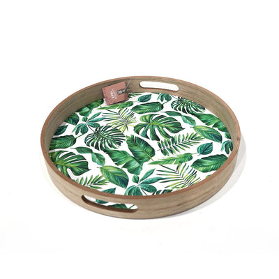 Round Printed Leaf Garden Tray 35CM