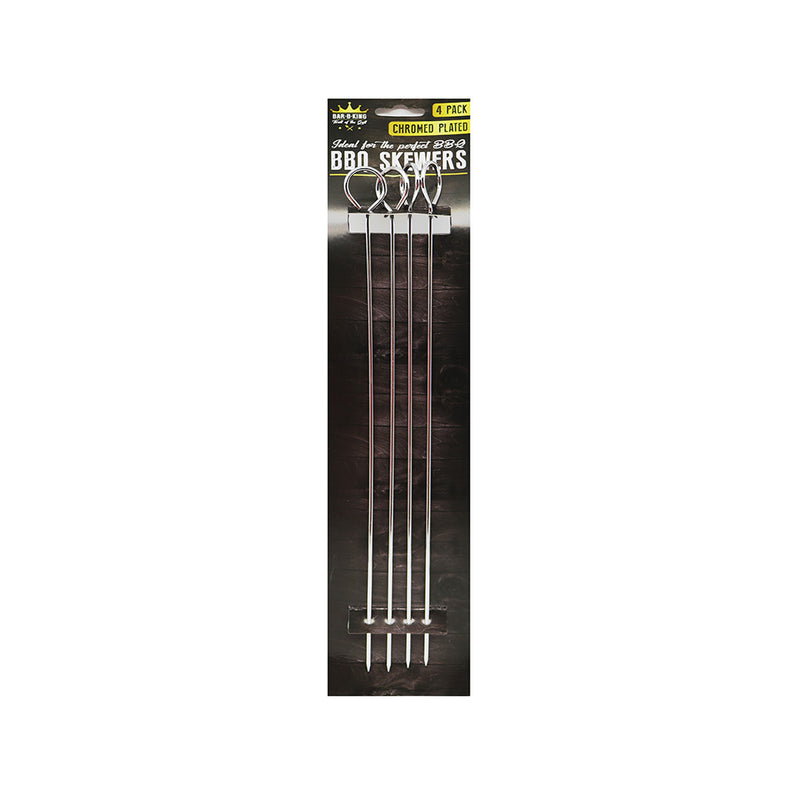 BBQ Chrome Plated Steel Skewers 12inch Pack of 4