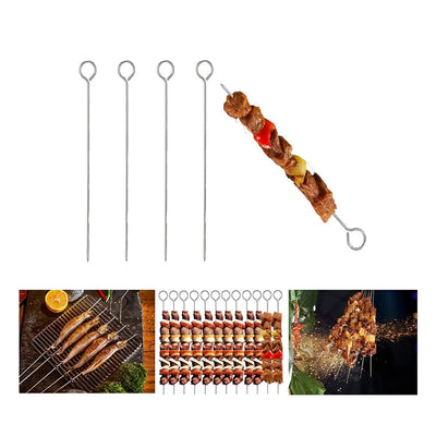 BBQ Chrome Plated Steel Skewers 12inch Pack of 4