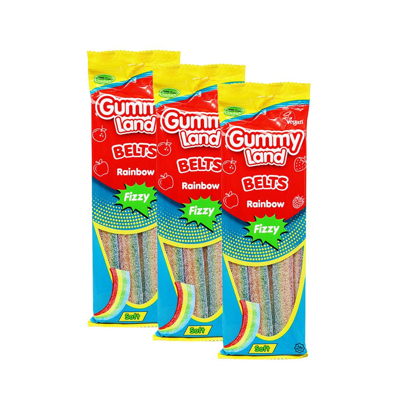 Gummy Land Rainbow Fizzy Belt Jelly 150g x 3Pack