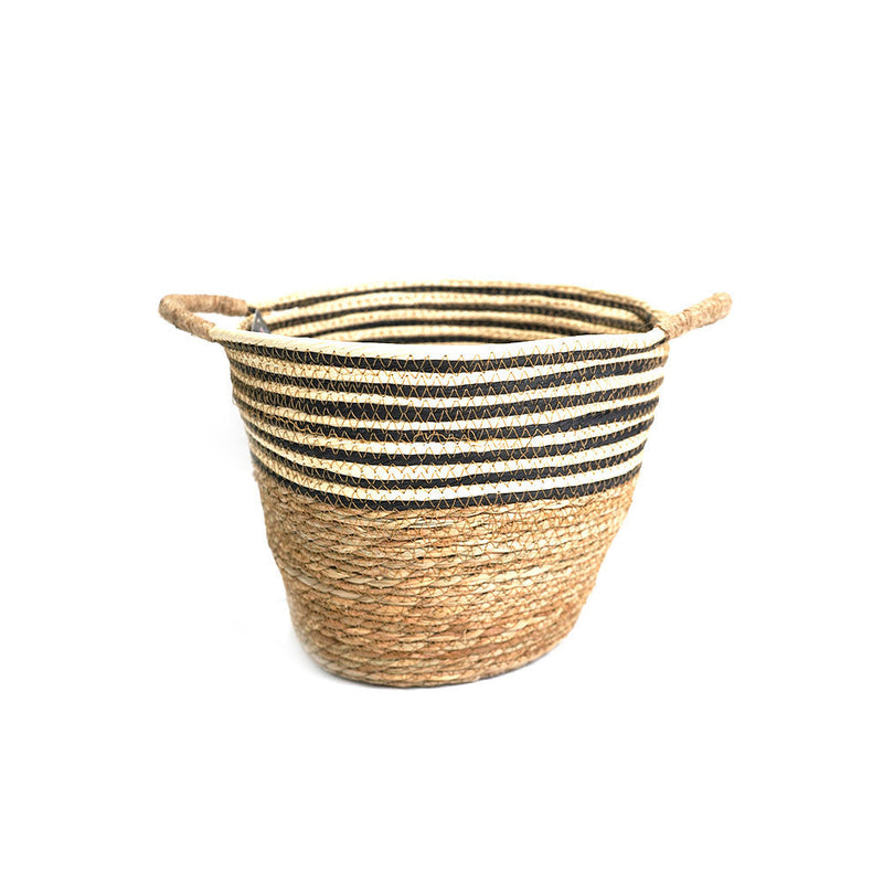 Stripe Top Basket With Handle 30cm x 25cm
