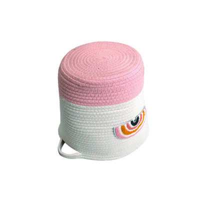 Cotton Stripe Basket With Handle 26cm x 28cm