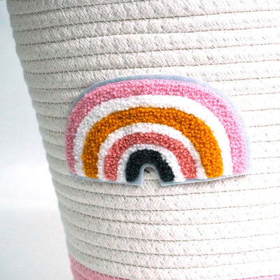 Cotton Stripe Basket With Handle 26cm x 28cm