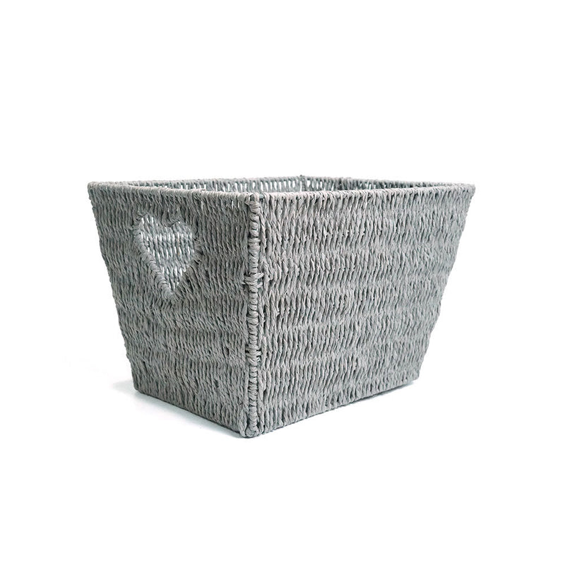 Vannes Heart Cut Out Wicker Basket-Grey