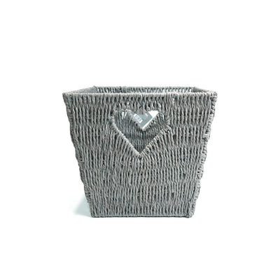 Vannes Heart Cut Out Wicker Basket-Grey