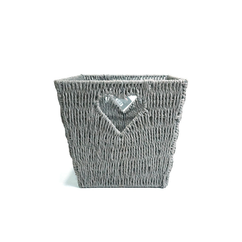 Vannes Heart Cut Out Wicker Basket-Grey