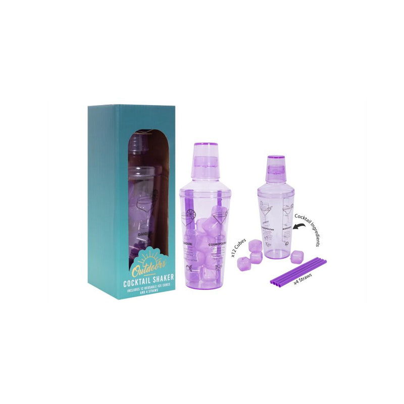 Bello Violet Cocktail Shaker Set With Straws Ice Cubes