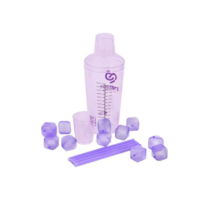 Bello Violet Cocktail Shaker Set With Straws Ice Cubes