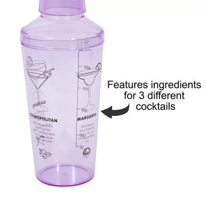 Bello Violet Cocktail Shaker Set With Straws Ice Cubes