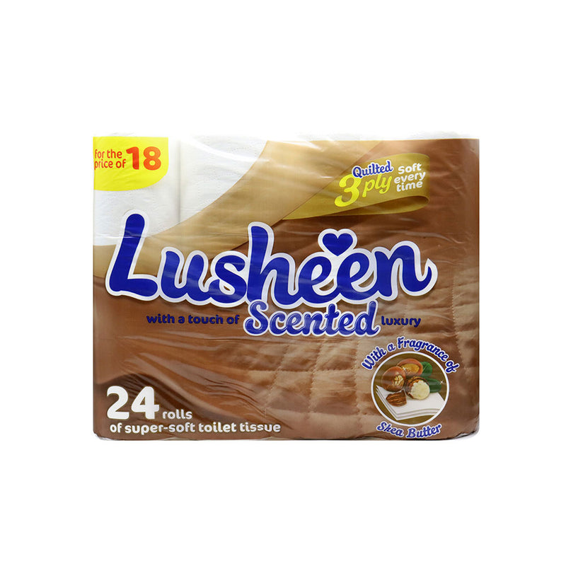 Lusheen Quilted 3 Ply Super Soft Toilet Roll Shea Butter 24PK