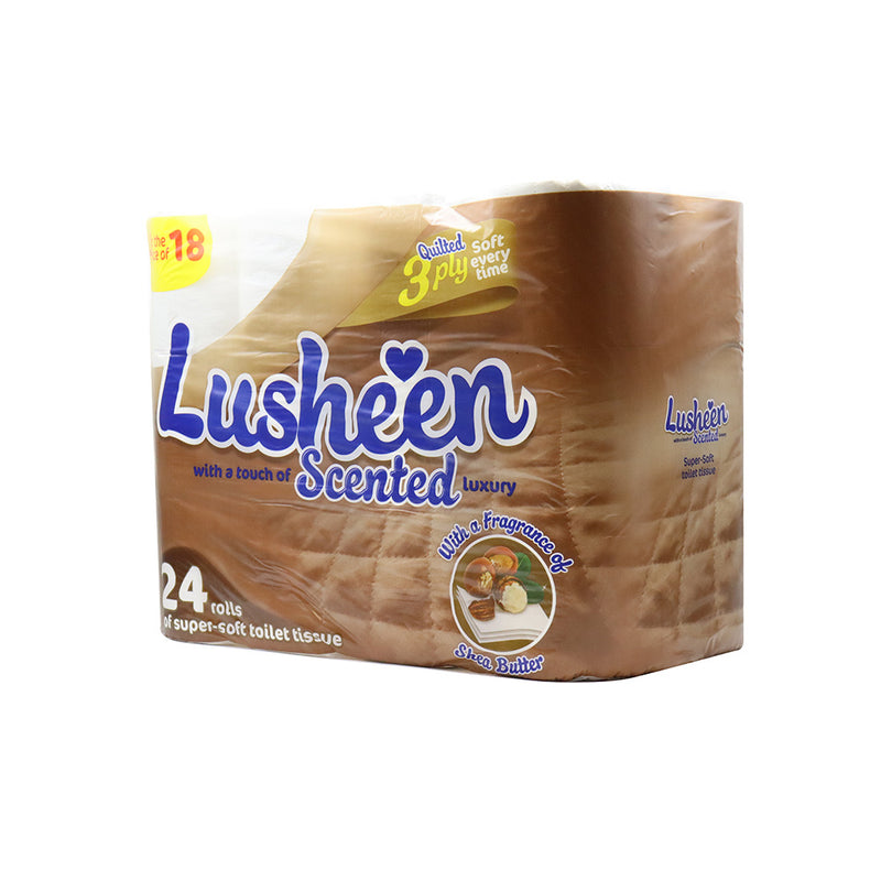 Lusheen Quilted 3 Ply Super Soft Toilet Roll Shea Butter 24PK