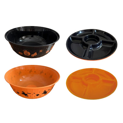 Halloween Plastic Trick or Treat Serving Bowl & Plate Set