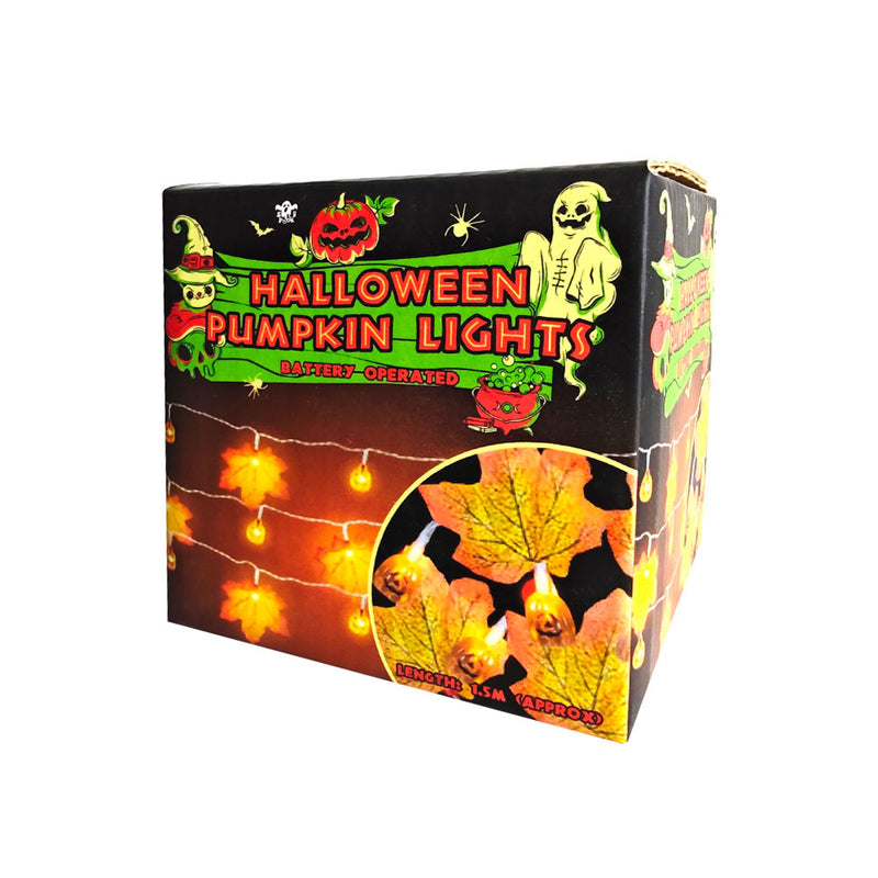 Halloween Maple Leaf & Pumpkin String Lights 1.5M