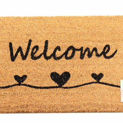 JVL Welcome Heart Patterned Latex Coir Doormat 40x70CM