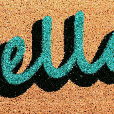 JVL Brights Hello Patterned Latex Coir Doormat 40x70CM