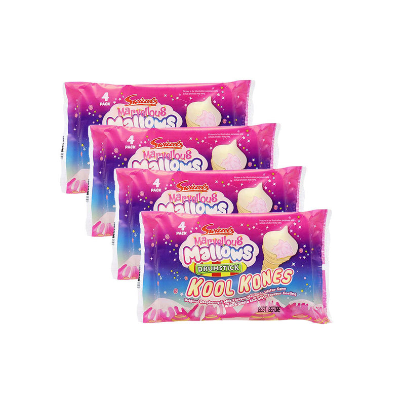 Swizzels Marvellous Mallow Kool Kones Rasperberry & Milk 4PK