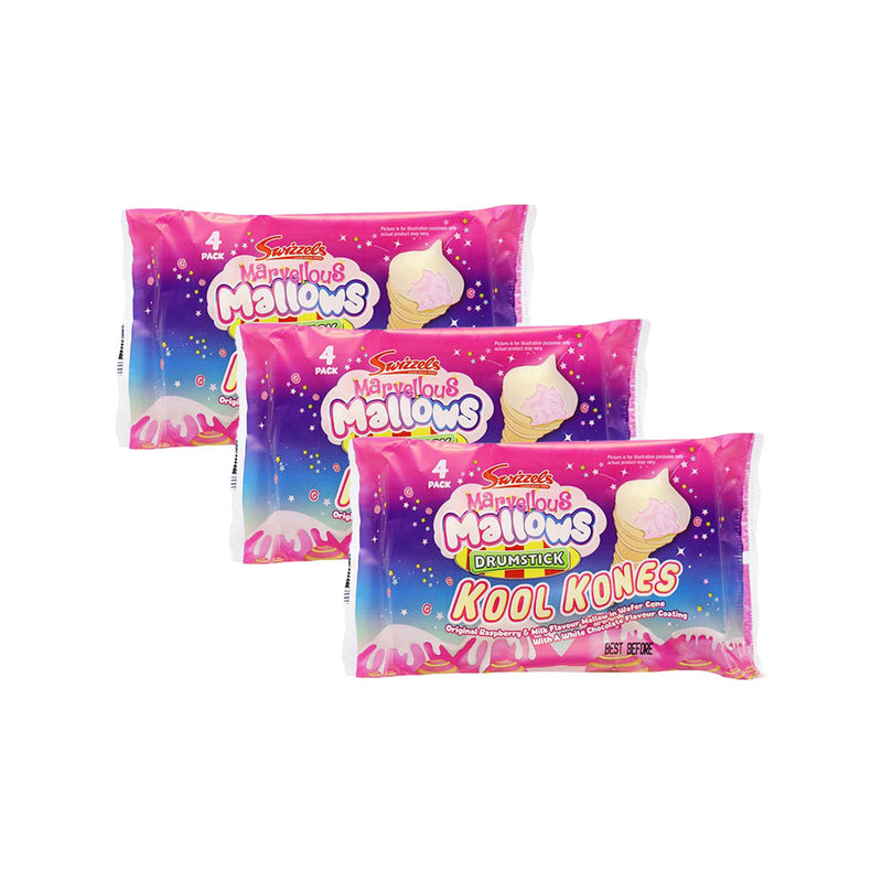 Swizzels Marvellous Mallow Kool Kones Rasperberry & Milk 4PK