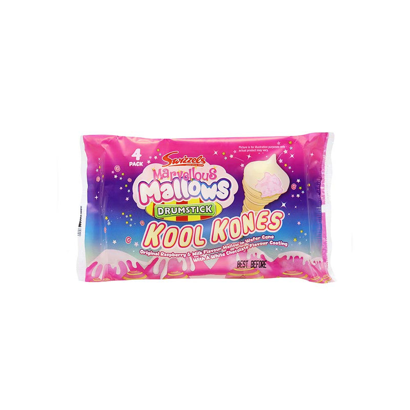 Swizzels Marvellous Mallow Kool Kones Rasperberry & Milk 4PK