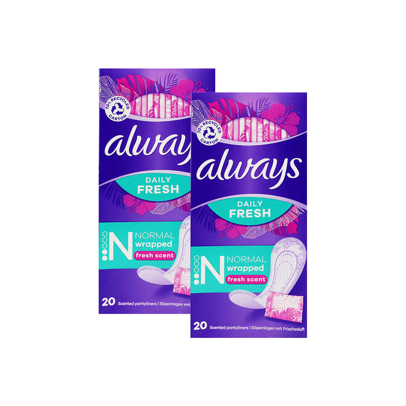 Always Daily Fresh Normal Wrapped Panty Liners 20S