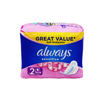 Always Sensitive Pads with Ultra Long Wings Size 2 12S
