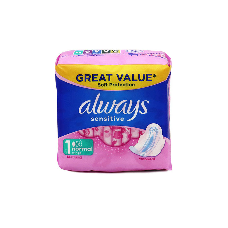 Always Sensitive Ultra Pads with Wings Size 1 14S