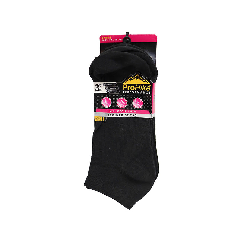 Ladies Black Trainer Socks 3PK Size 4-8