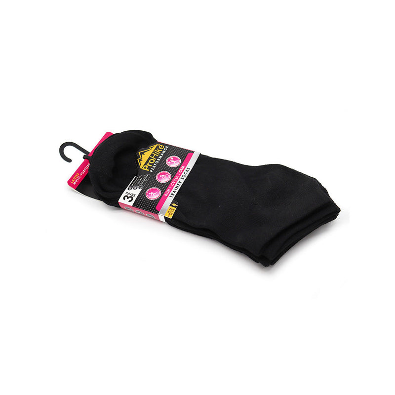 Ladies Black Trainer Socks 3PK Size 4-8