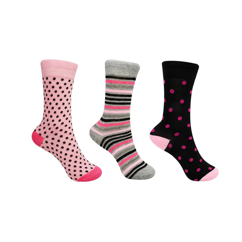 Ladies Design Socks 3PK Size 4-8