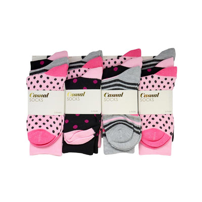 Ladies Design Socks 3PK Size 4-8