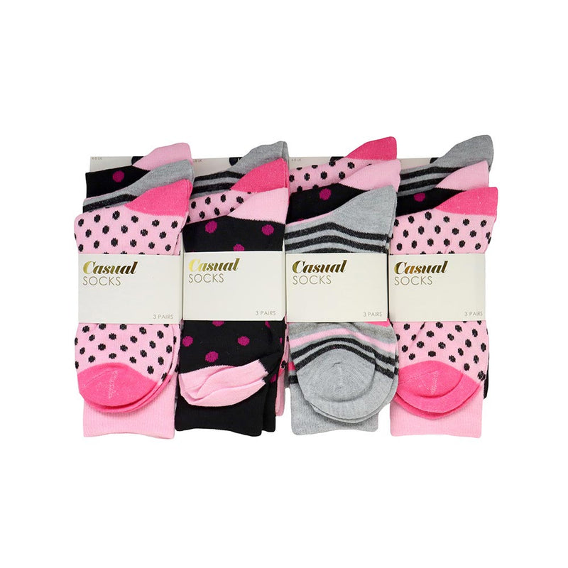 Ladies Design Socks 3PK Size 4-8