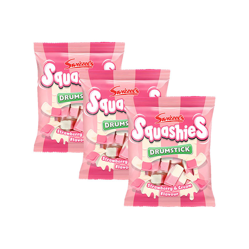 Swizzels Squashies Drumstick Strawberry & Cream Sweet Candy 120g x 3Pack