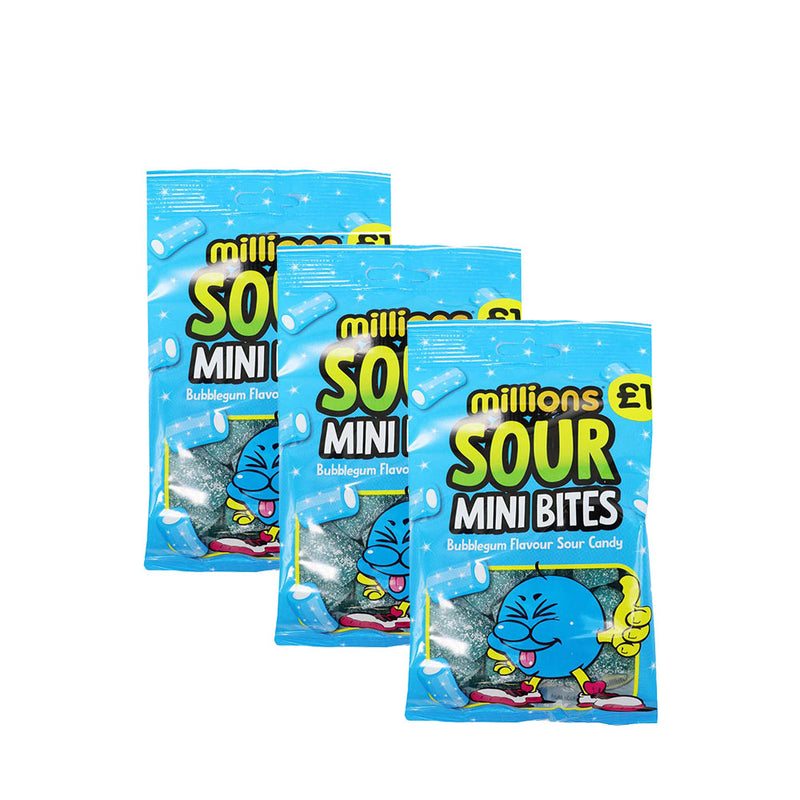Millions Bags Sour Bubblegum Mini Bites Sour Candy 140g x 3Pack