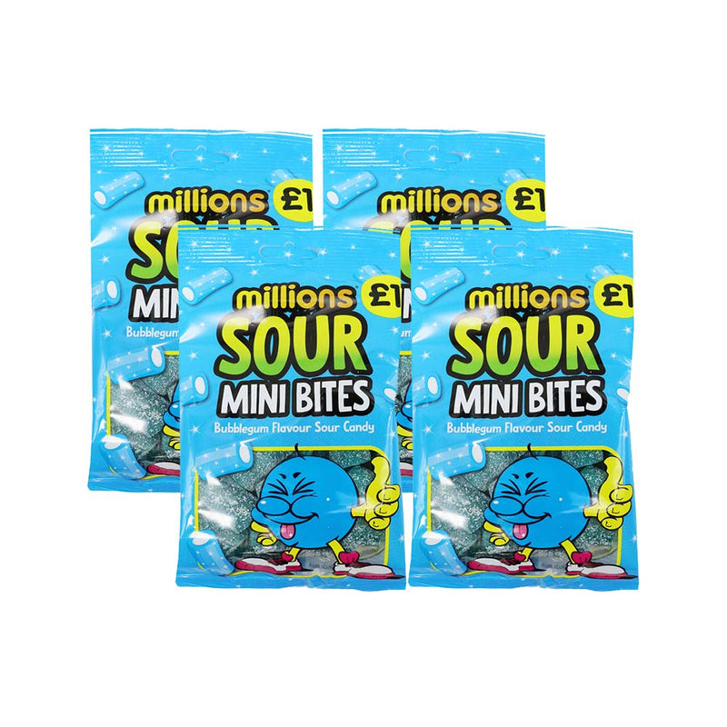 Millions Bags Sour Bubblegum Mini Bites Sour Candy 140g x 4PK