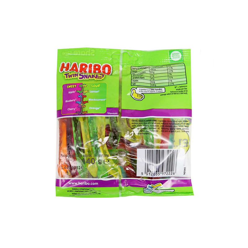 Haribo Twin Snakes Fruit Flavour Gums 140g