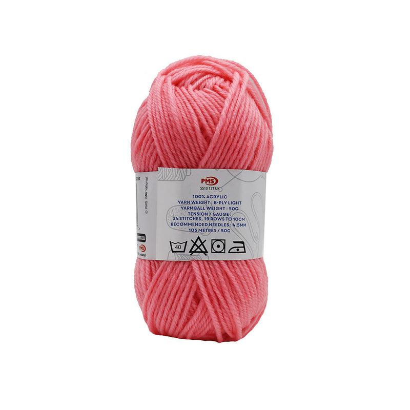 Acrylic Knitting Yarn 50g Baby Pink x 3PK