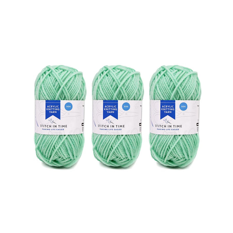 Acrylic Knitting Yarn 50g Baby Mint x 3PK