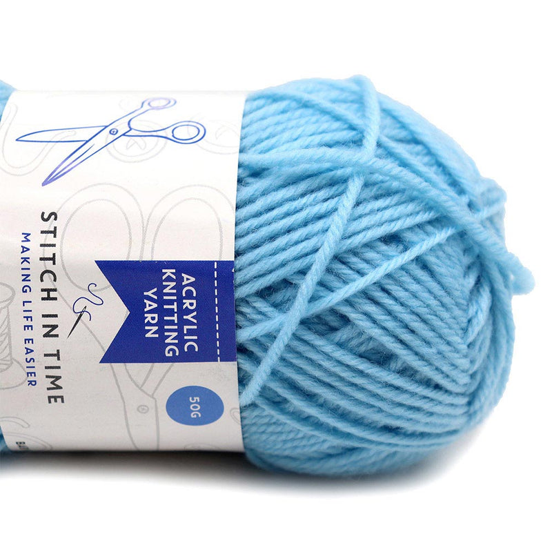 Acrylic Knitting Yarn 50g Baby Blue x 3PK