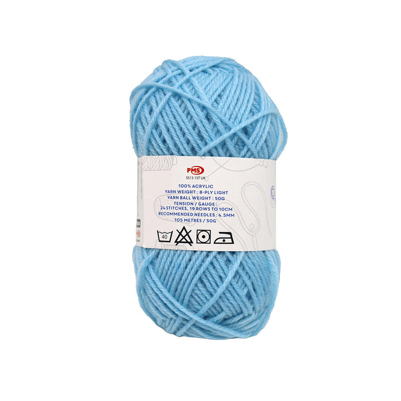 Acrylic Knitting Yarn 50g Baby Blue x 3PK