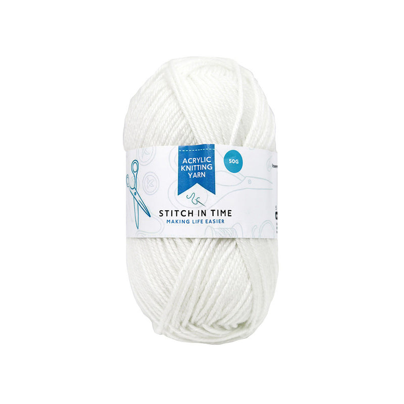 Acrylic Knitting Yarn 50g Baby White x 3PK