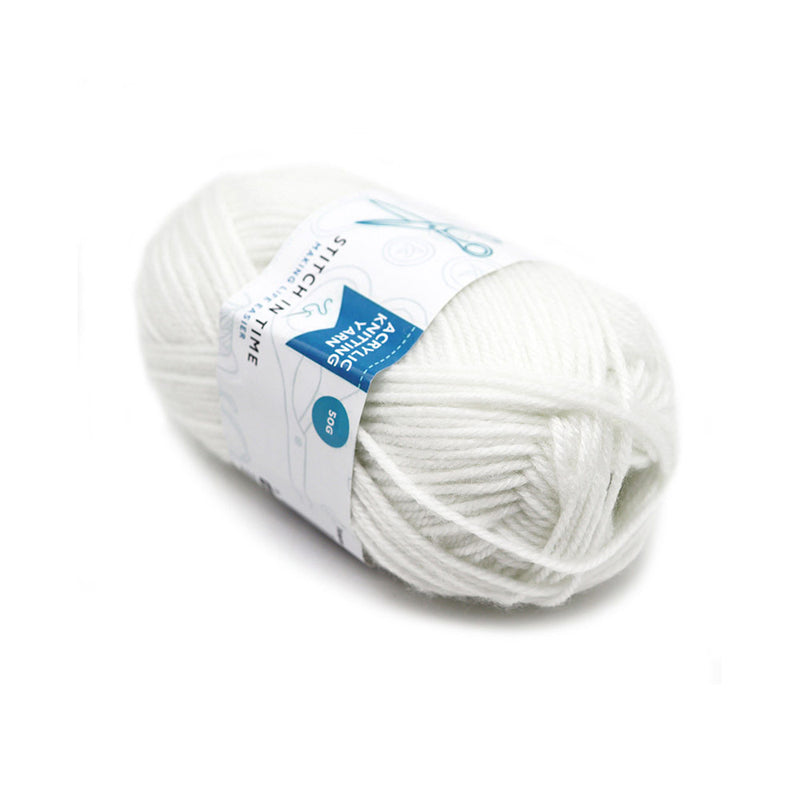 Acrylic Knitting Yarn 50g Baby White x 3PK