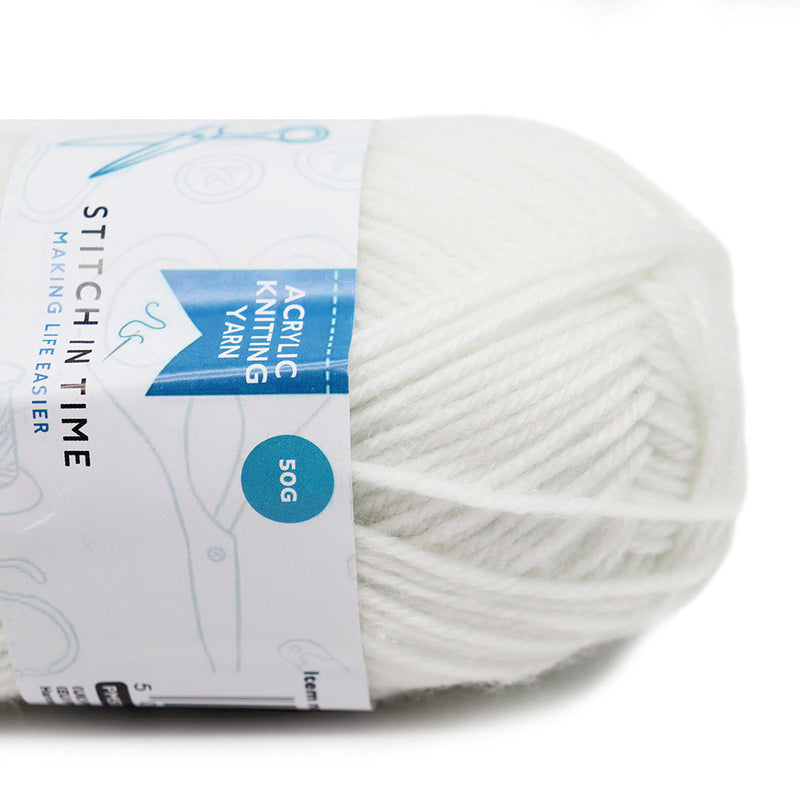 Acrylic Knitting Yarn 50g Baby White x 3PK