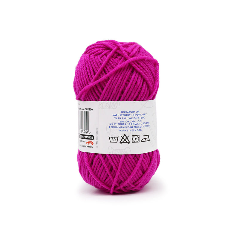 Acrylic Knitting Yarn 50g Fuschsia x 3PK