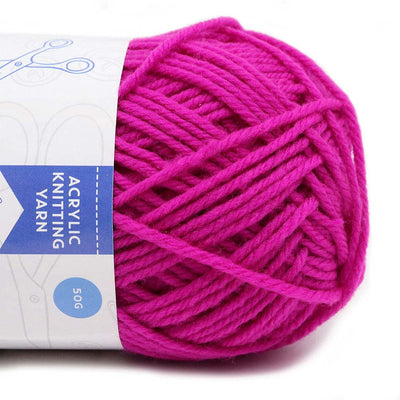 Acrylic Knitting Yarn 50g Fuschsia x 3PK